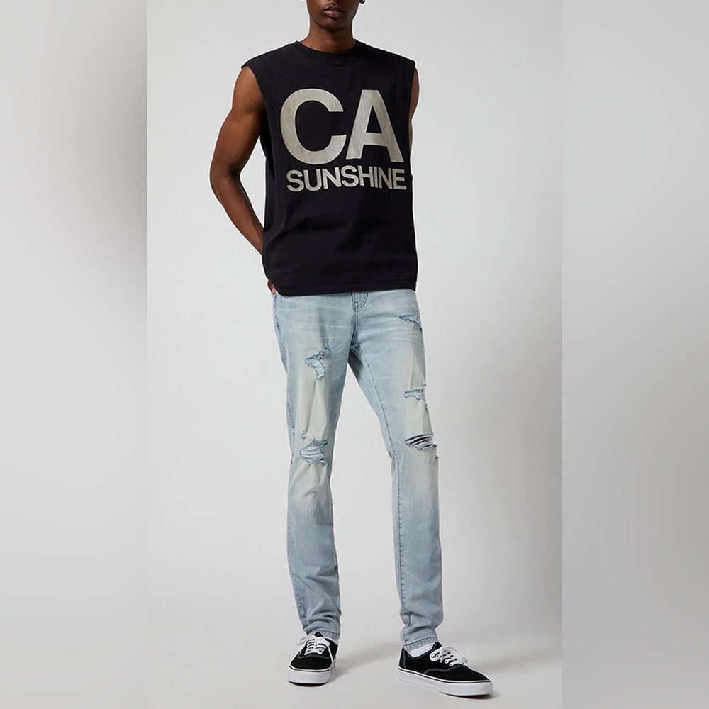 Men’s PacSun Light Blue Ripped Stacked Skinny Jeans